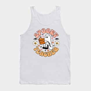 Funny Spooky Season Retro Spooky Teacher Halloween Costume T-Shirt Tank Top